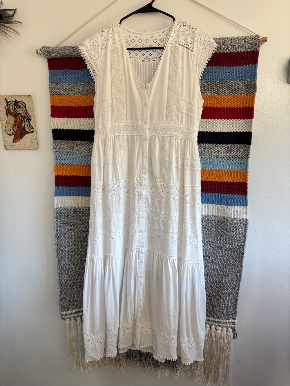 Chicwish White Eyelet Button-Front Maxi Dress